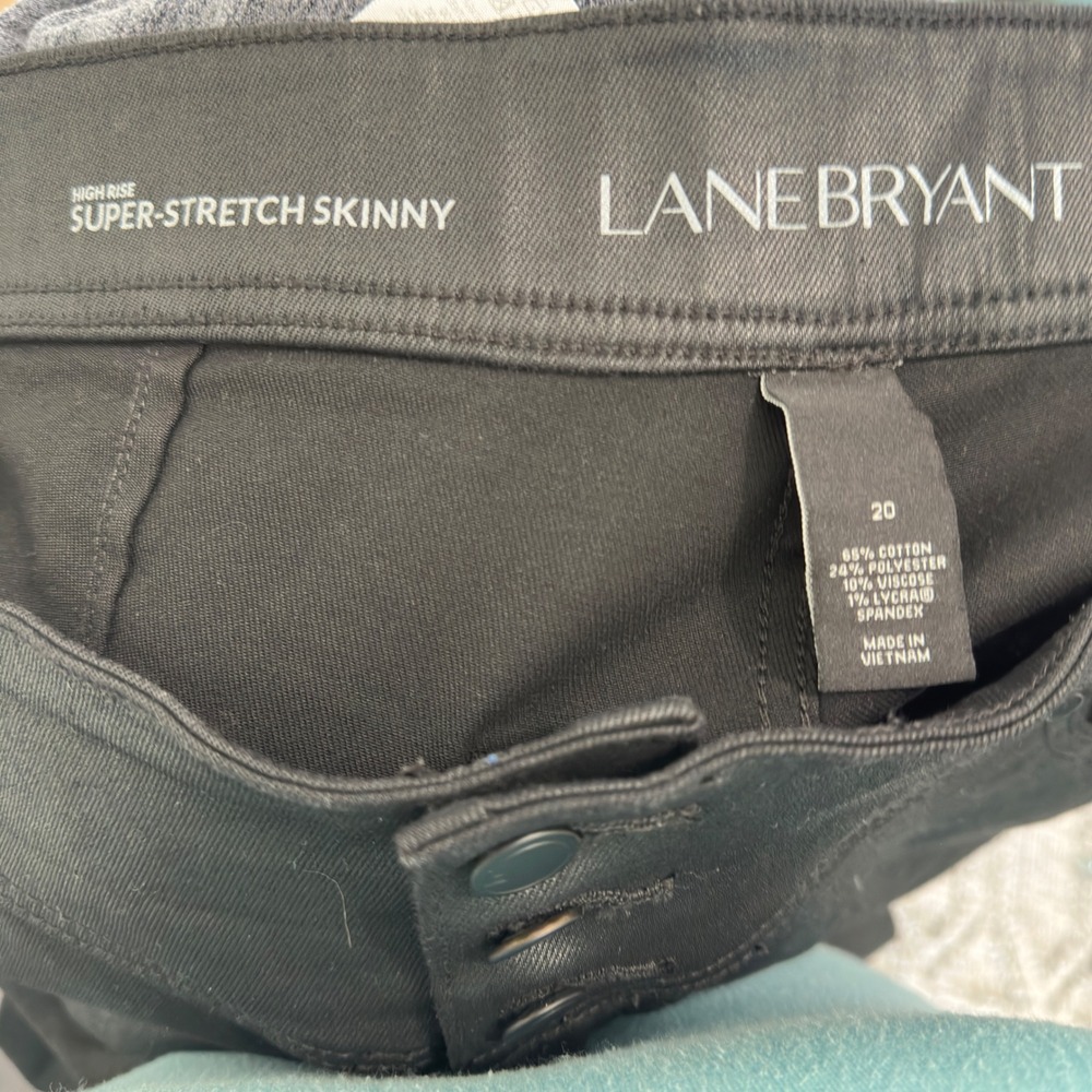 Lane Bryant Coated Denim Skinny Jeans Black High Rise Stretch Plus Size 20 - Picture 6 of 7